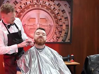 Barber Logan Bell shaves and fist fucks Nathan Daniels