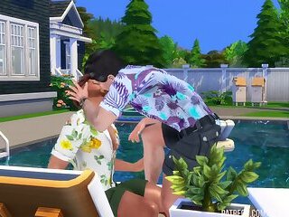 Dads Fuck By Pool While Wives Are Away: Sims 4